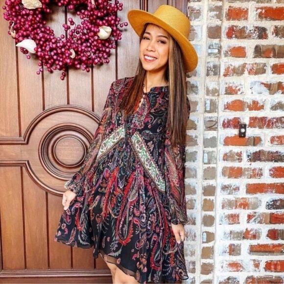 ZARA BOHO FLOWY PRINTED DRESS - Picture 1 of 7